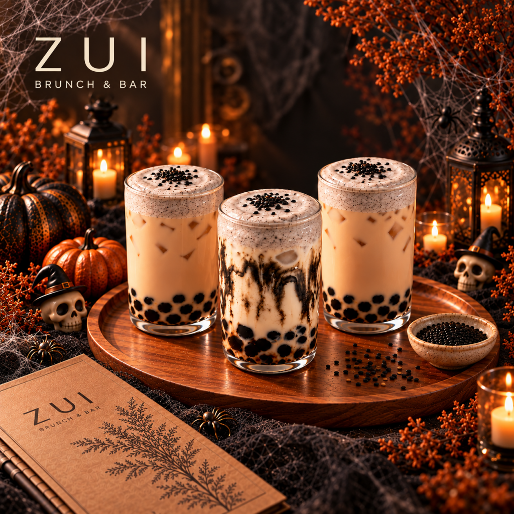 Black Sesame Bubble Tea Halloween google ads 1200 x 1200